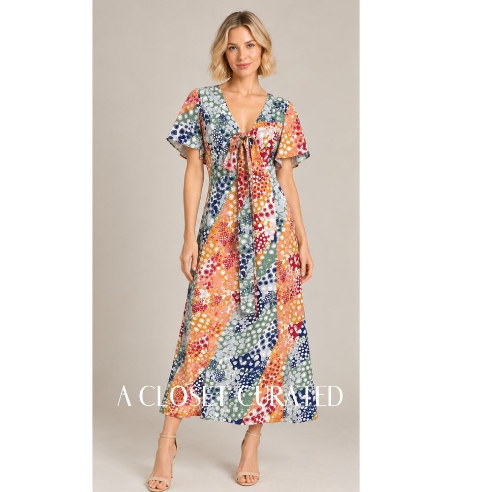 Adeam Tie Front Midi Dress 6 NEW